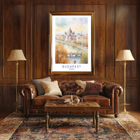 Budapest Hungary Autumn Watercolor Art Urban or Cityscape Poster PosterGoat