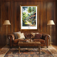 Balinese Tranquility: Traditional Street Scene Cultural Poster PosterGoat