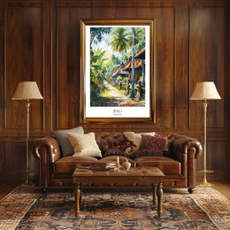 Balinese Tranquility: Traditional Street Scene Cultural Poster PosterGoat