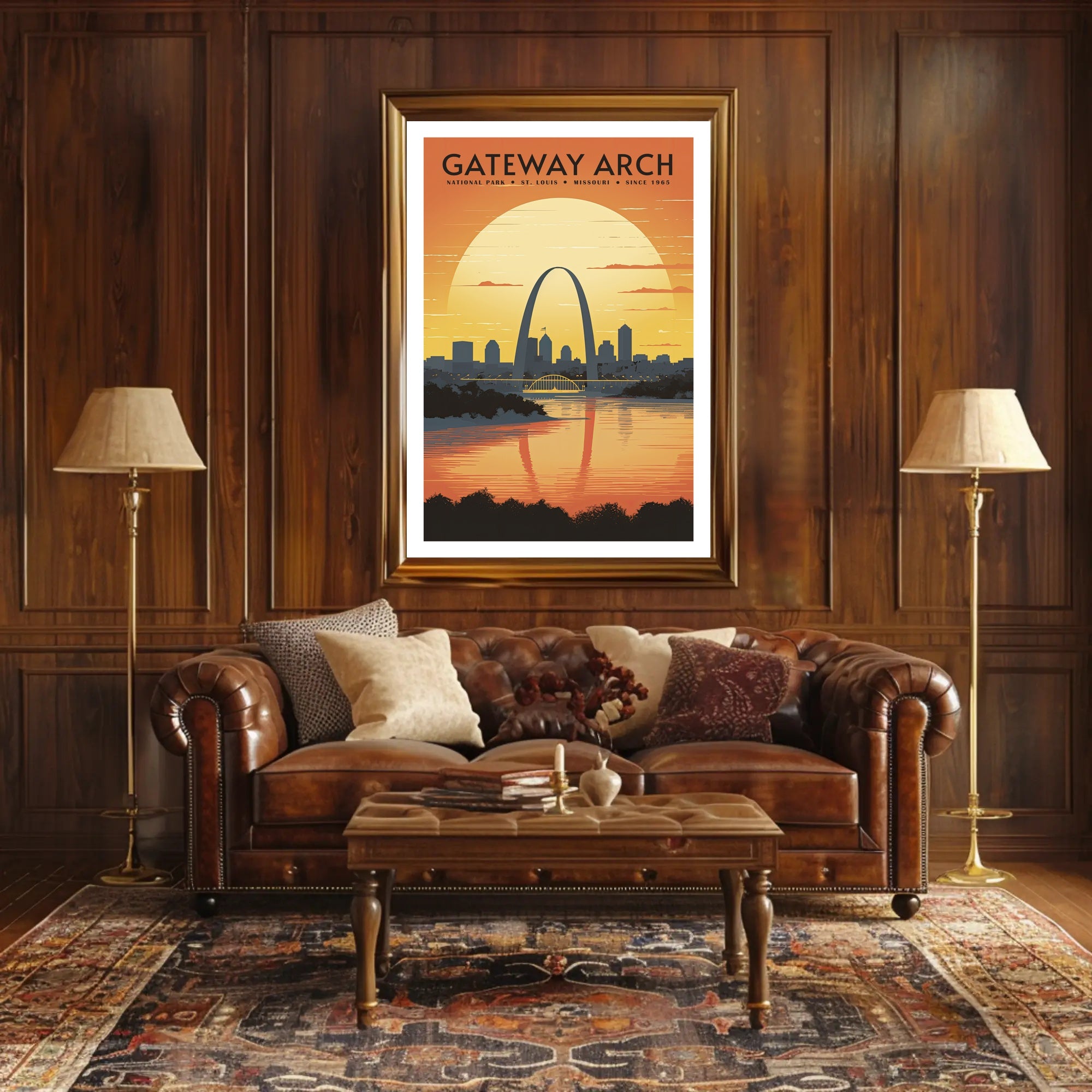 Gateway Arch Sunset Poster Travel Wall Art Print