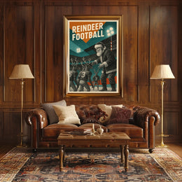 Festive Football Santa Vintage Art Poster