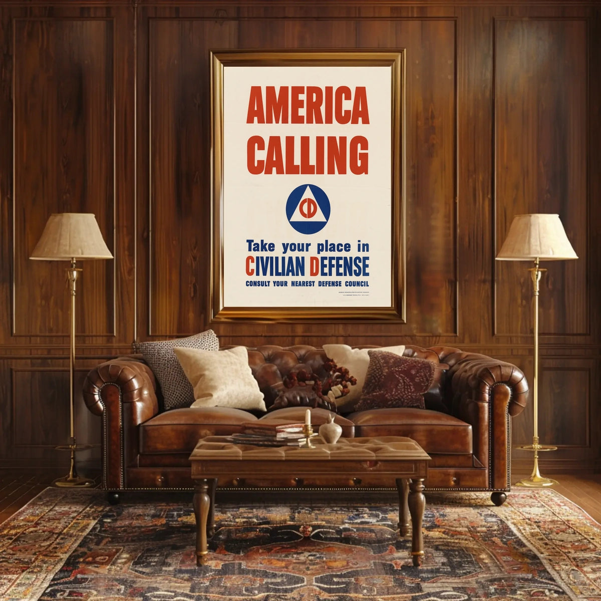 America Calling: Civilian Defense WWII Propaganda Poster