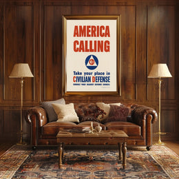 America Calling: Civilian Defense WWII Propaganda Poster