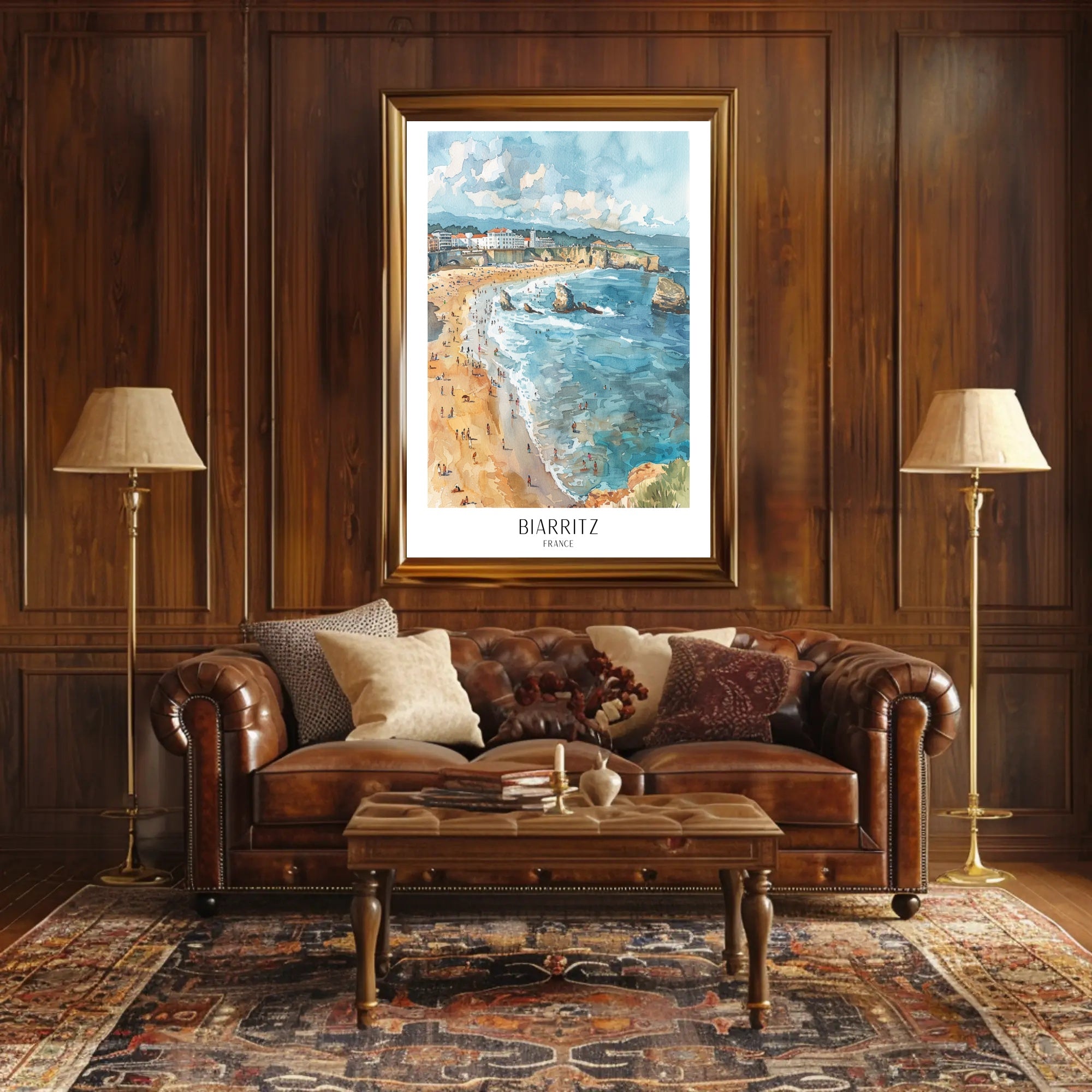 Biarritz Beach Serenity: Vintage Travel Poster PosterGoat