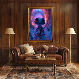 Vivid Gecko in Fantastical Setting Fantasy or Mythology Poster PosterGoat