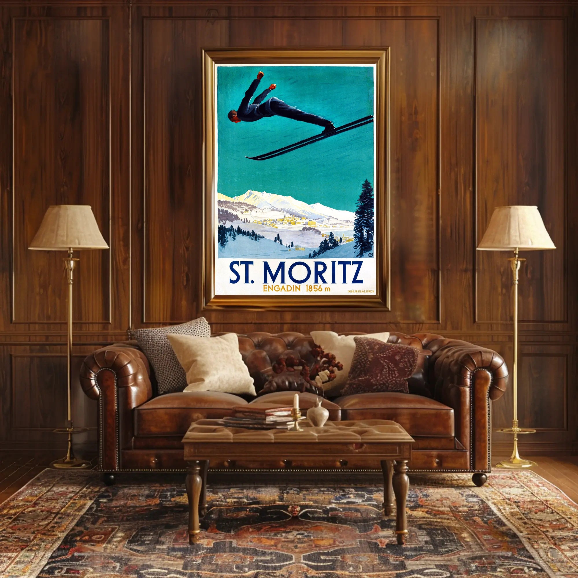 Ski Jumper Adventure in St. Moritz Sports Poster PosterGoat