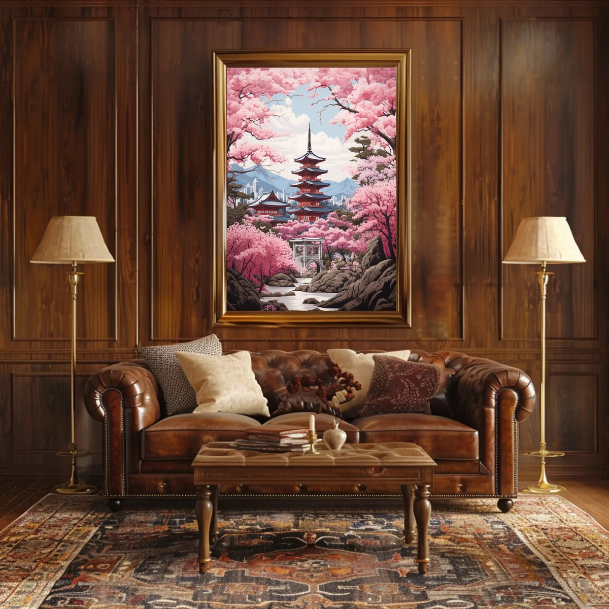 Cherry Blossom Pagoda Springtime Cultural or Heritage Poster
