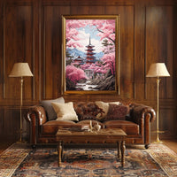 Cherry Blossom Pagoda Springtime Cultural or Heritage Poster