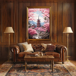 Cherry Blossom Pagoda Springtime Cultural or Heritage Poster