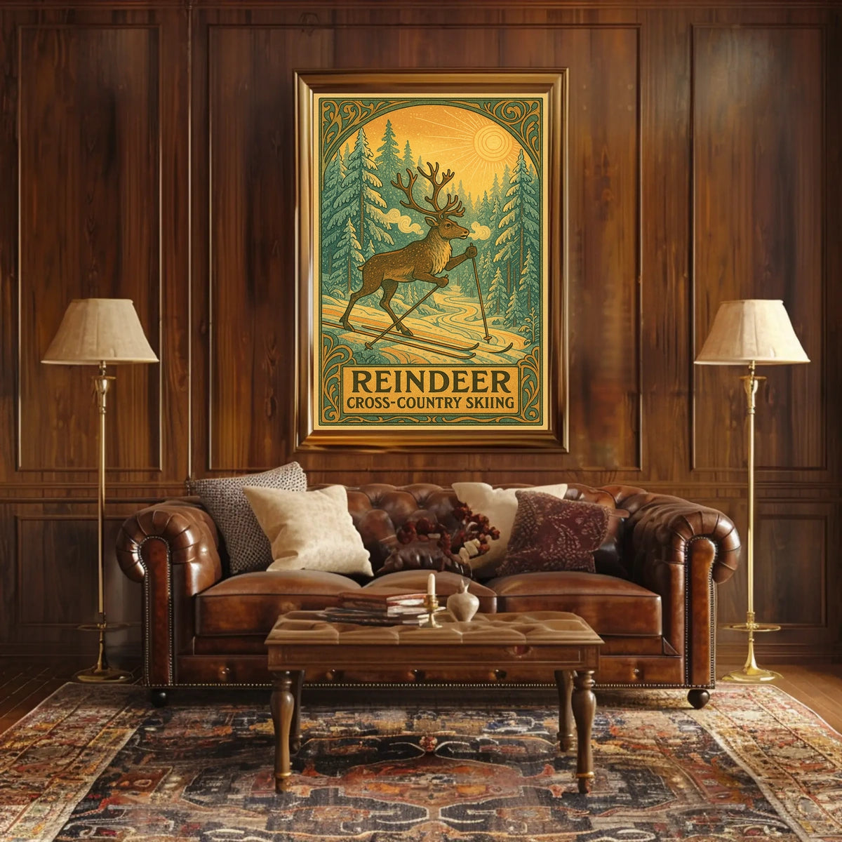 Reindeer Cross-Country Skiing Poster