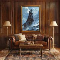 Warrior in Snowy Mountains: Epic Fantasy or Mythology Poster PosterGoat