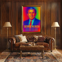 George W. Bush 43rd President of the United States Neon Gradient Overlay Poster