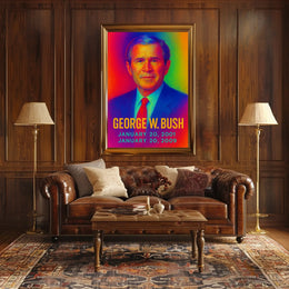 George W. Bush 43rd President of the United States Neon Gradient Overlay Poster