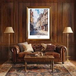 Lille Street Scene in Watercolor Urban or Cityscape Poster PosterGoat