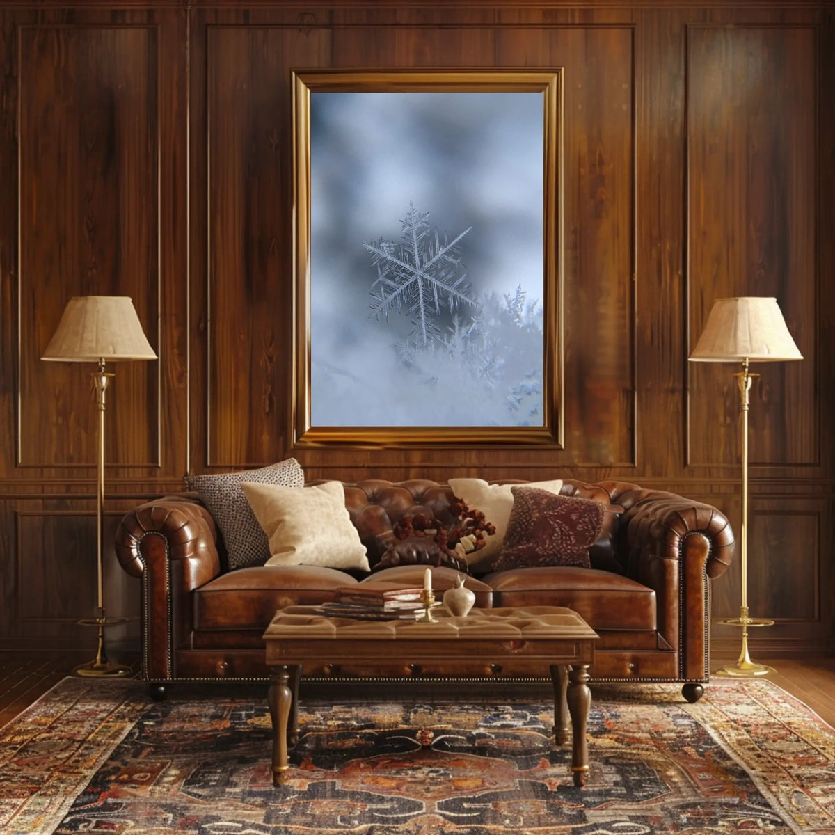 Intricately Detailed Snowflake Photorealistic Artistic Poster