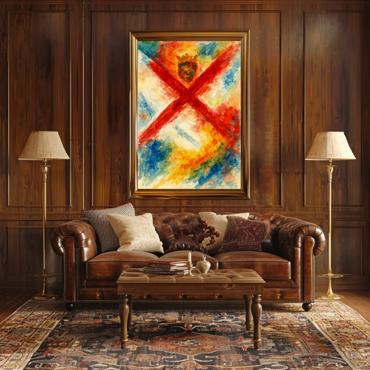 Abstract Watercolor With Crown And Cross Poster