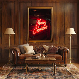 Merry Christmas Neon Glow Poster