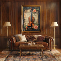 Vintage Violin Illustration, Artistic Poster