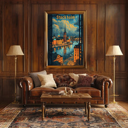 Stockholm Evening Skyline Poster