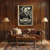 James Monroe 5th President of the United States B & W Comic Sketch Poster