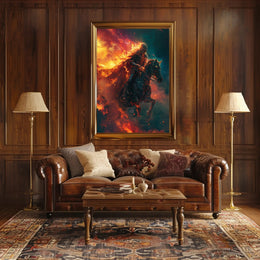 Fiery Knight Fantasy Adventure Poster PosterGoat