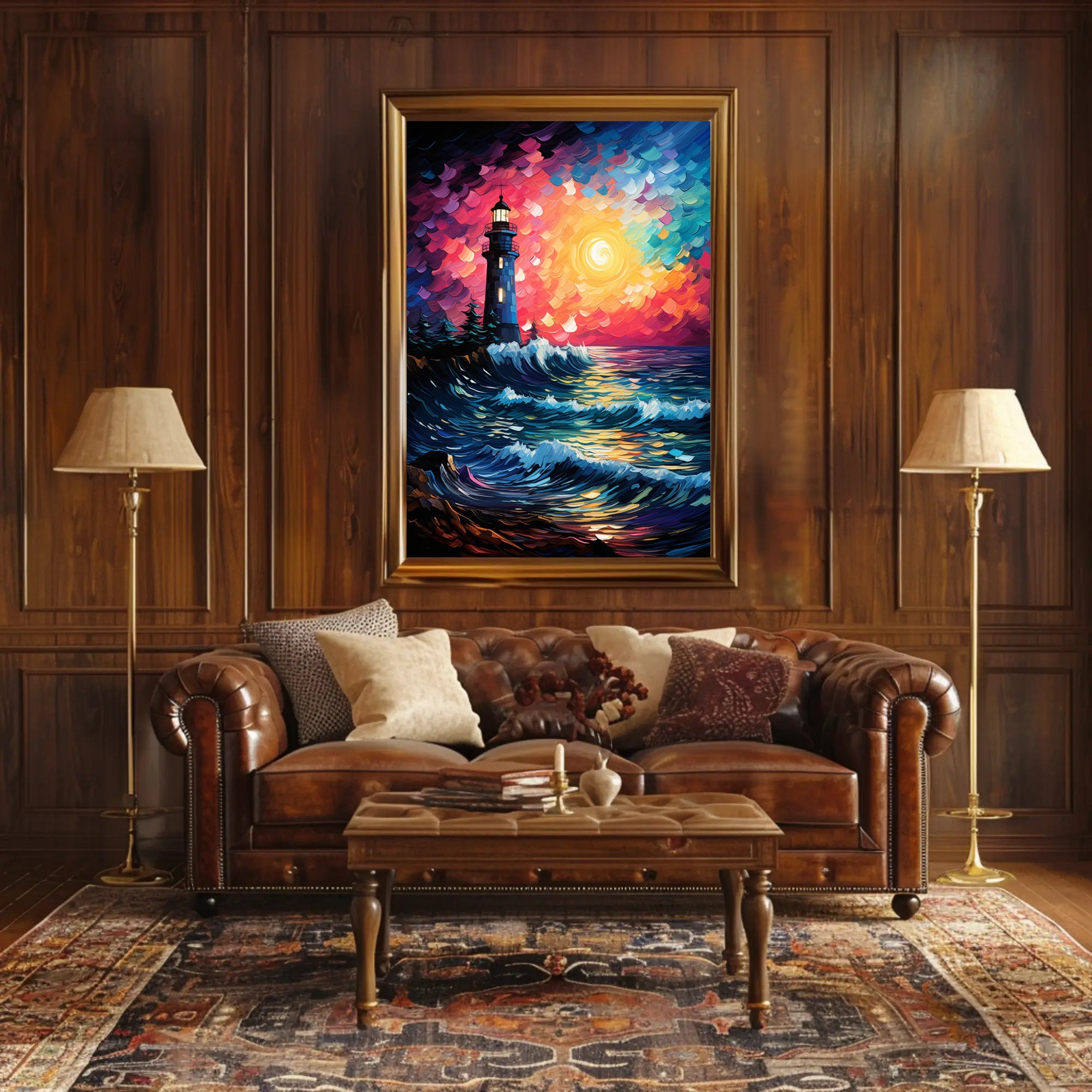 Lighthouse At Sunset Poster