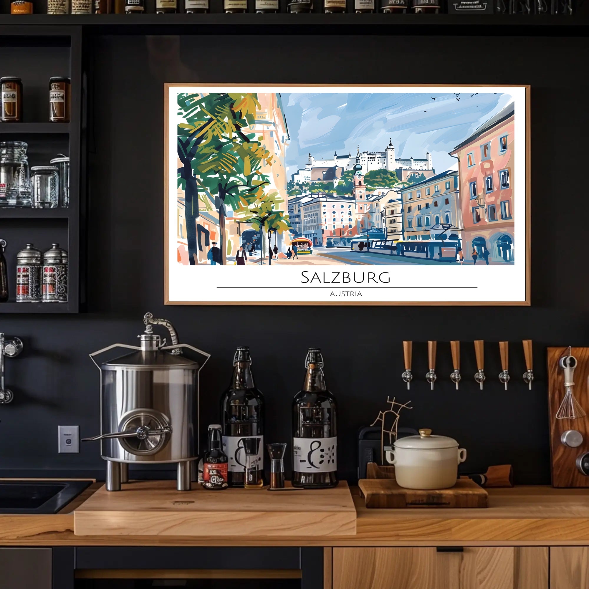 Salzburg Scenic Illustration Poster PosterGoat