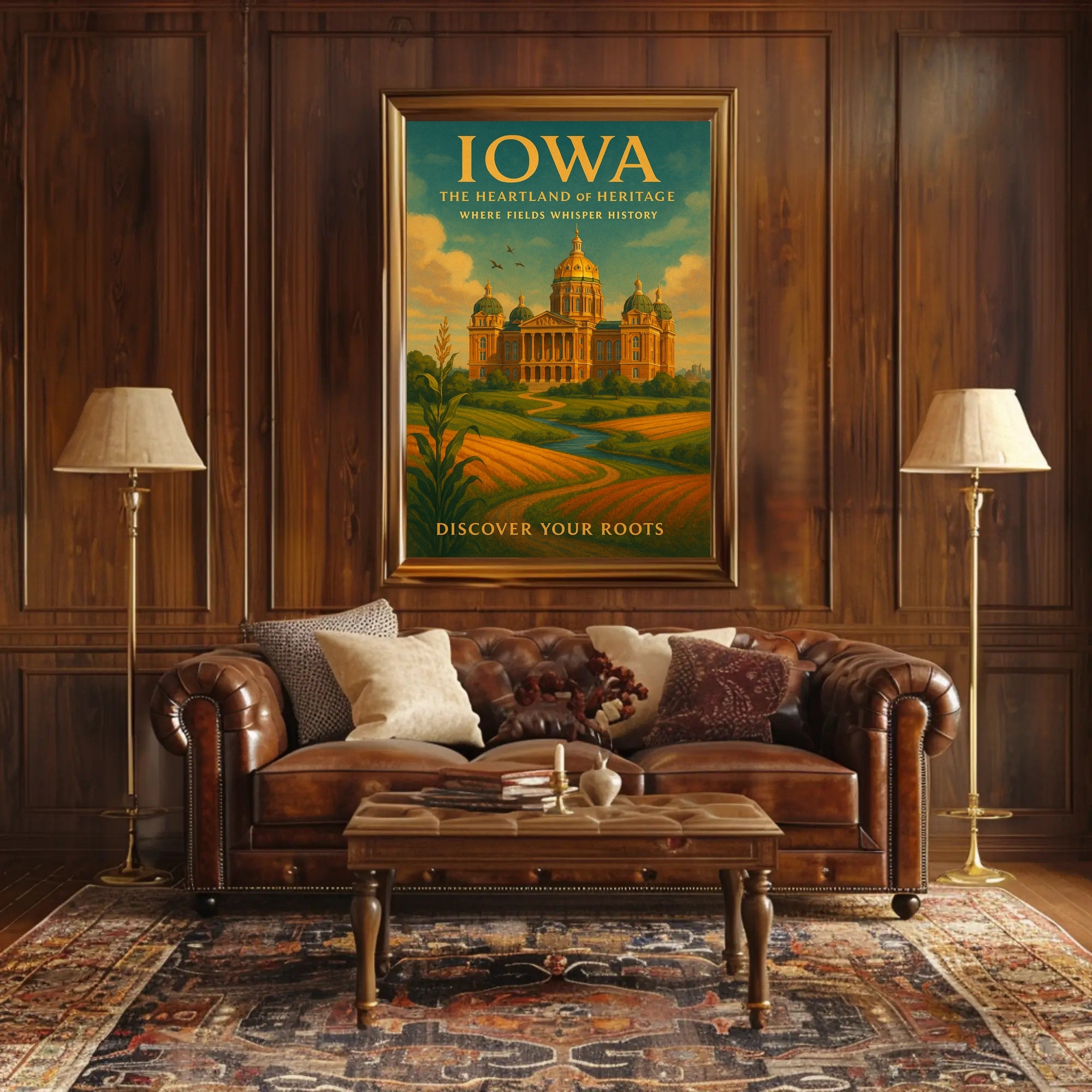 Discover Your Roots: Iowa Heritage Travel Poster