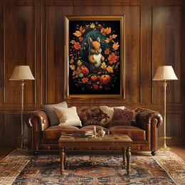 Autumn Squirrel Harvest Festive Wall Art Poster