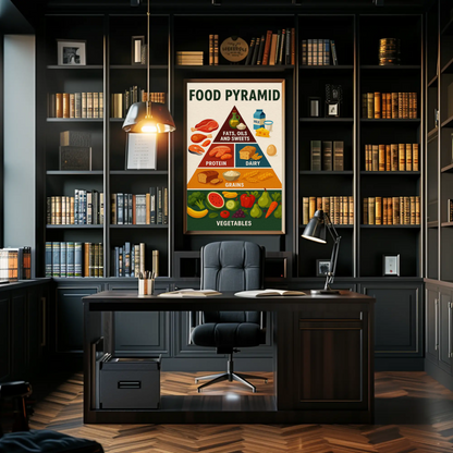 Food Pyramid Balanced Nutrition Guide Art Travel Poster