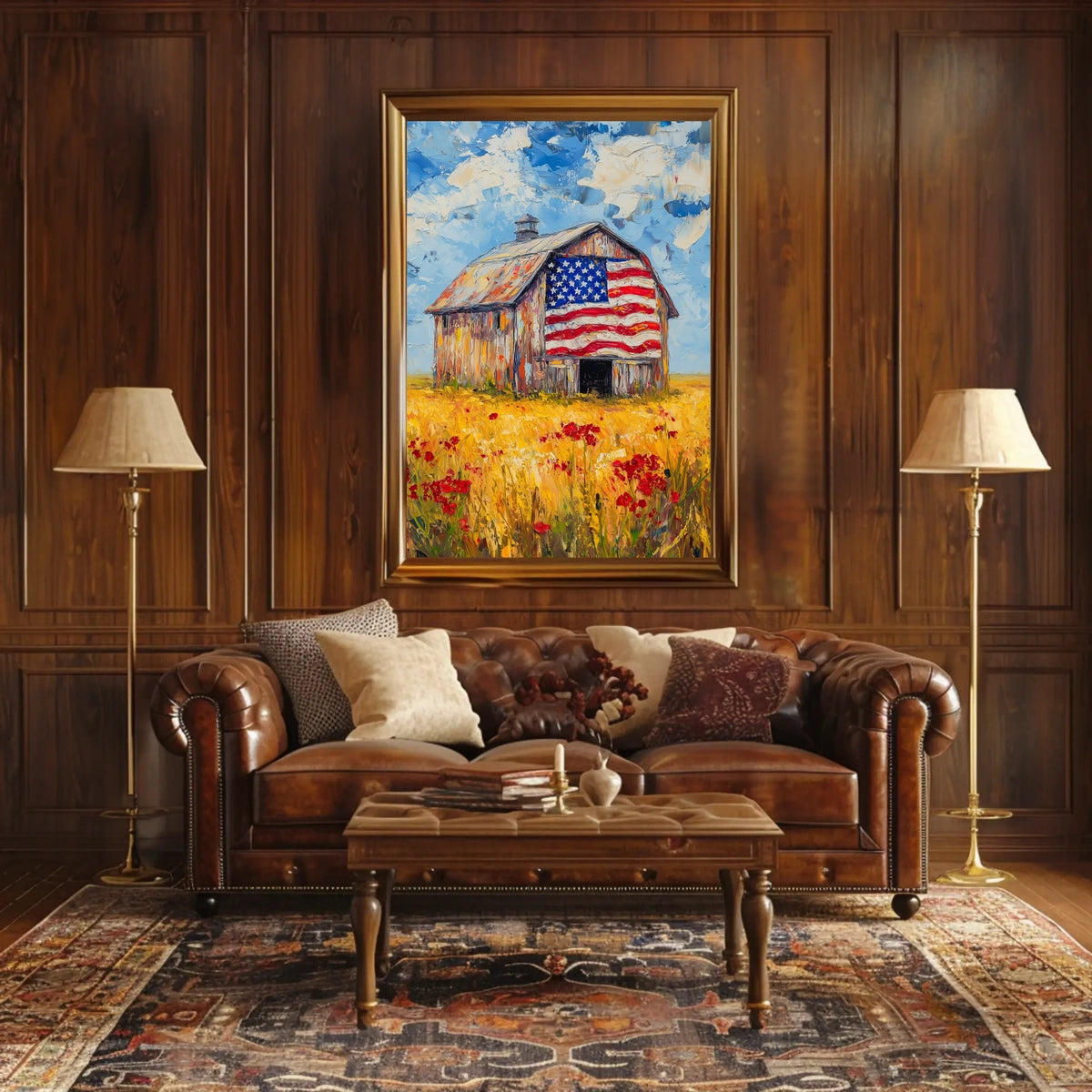 patriotic barn in the countryside Poster