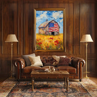 patriotic barn in the countryside Poster
