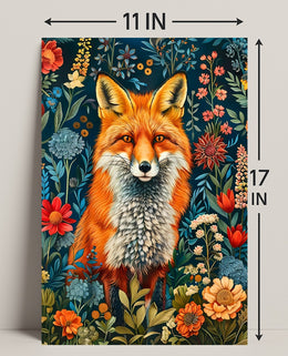 Majestic Fox Amongst Flowers: Enchanting Animal Poster