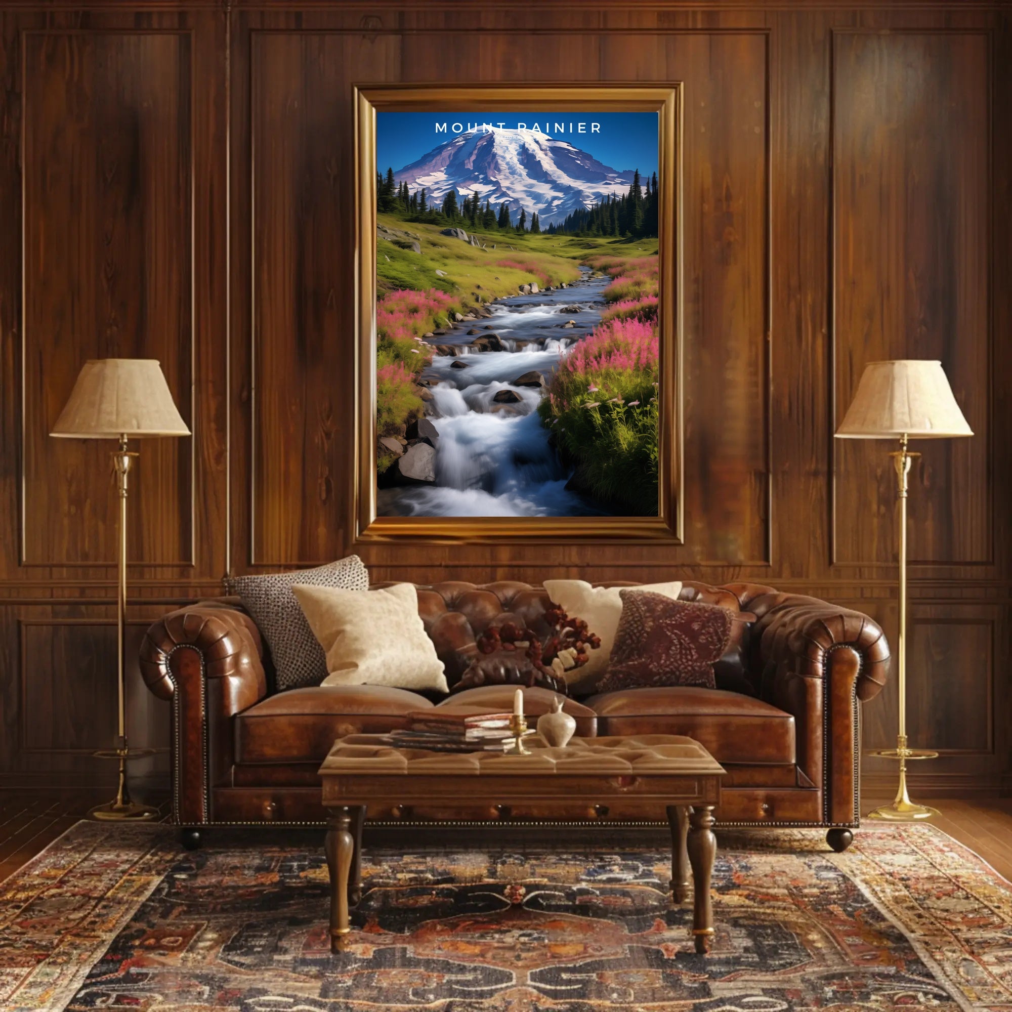Mount Rainier Vintage Travel Poster Wall Art