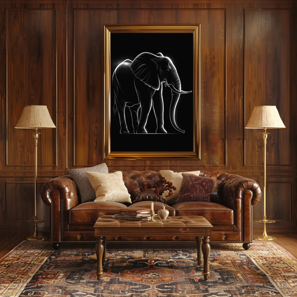 Illuminated Elephant Silhouette Poster