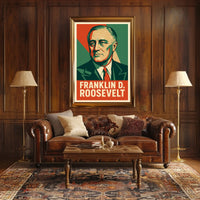Franklin Roosevelt Portrait Art Deco Patriot Poster