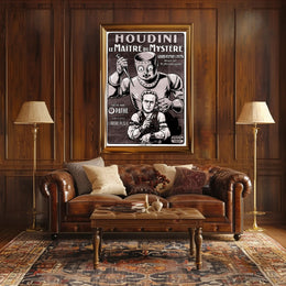 Houdini Robot Illusion: Vintage Suspense Movie Poster