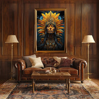 Mystical Feathered Headdress Cultural or Heritage Poster