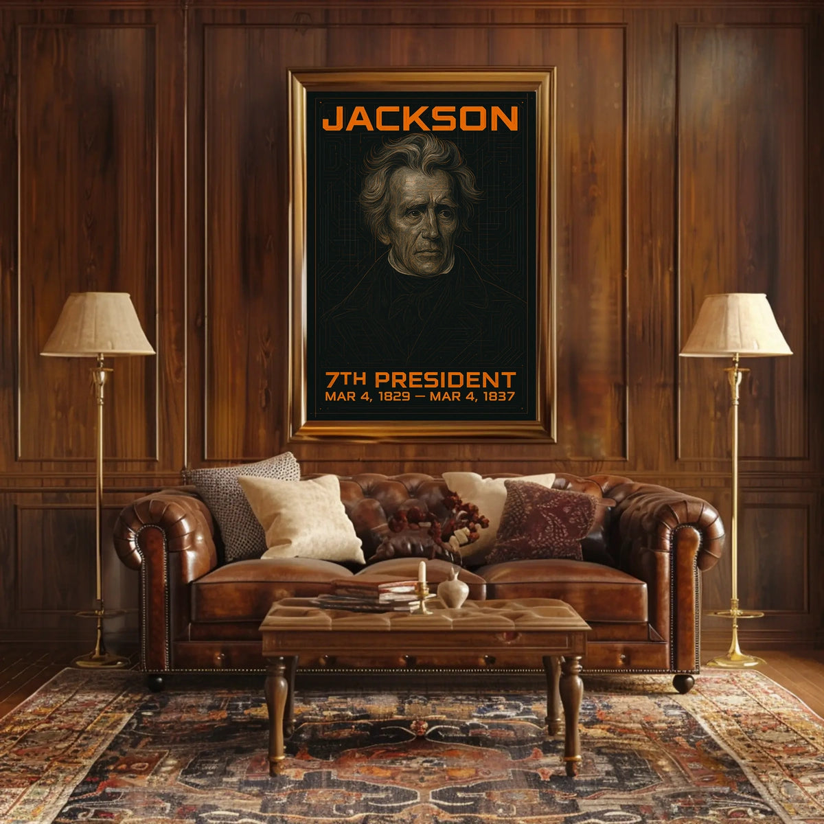Andrew Jackson 7th President of the United States Techno Schematic Poster