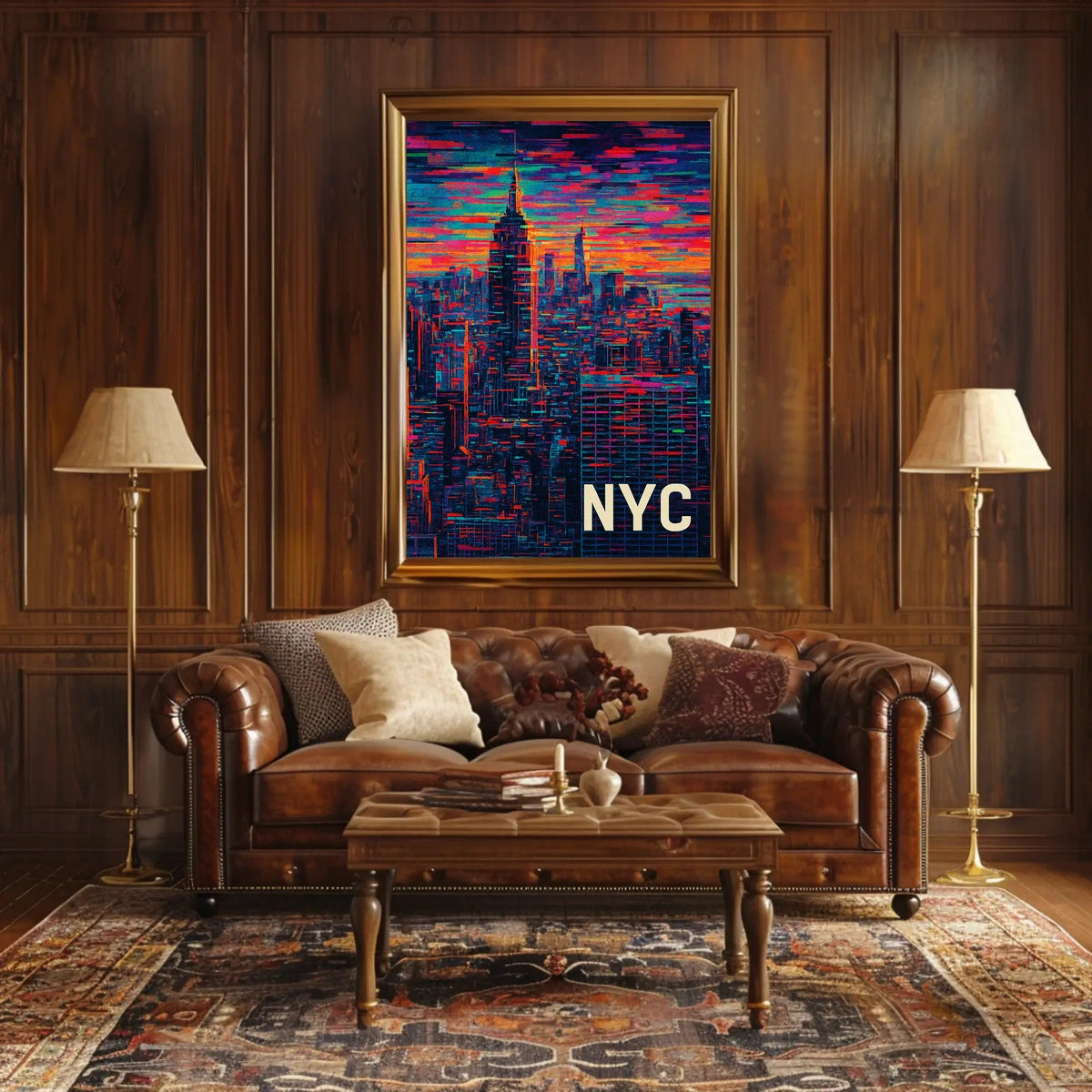 New York City Skyline Artwork Poster Modern Wall Art