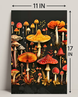 Mushroom Species Chart: Vibrant Fungi Educational or Infographic Poster