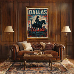 Dallas Cowboy Silhouette Rustic Western Heritage Poster