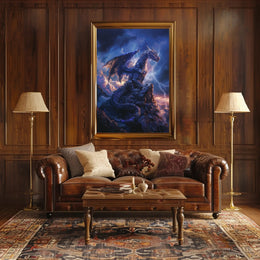 Majestic Blue Dragon Photorealistic Fantasy or Mythology Poster PosterGoat