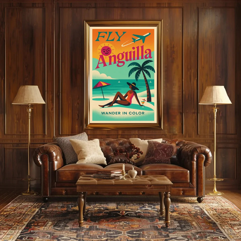 Anguilla Vintage Travel Art Tropical Beach Paradise Travel Poster PosterGoat