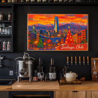 Santiago, Chile Festive Skyline Poster