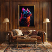 Neon Cat Portrait Poster