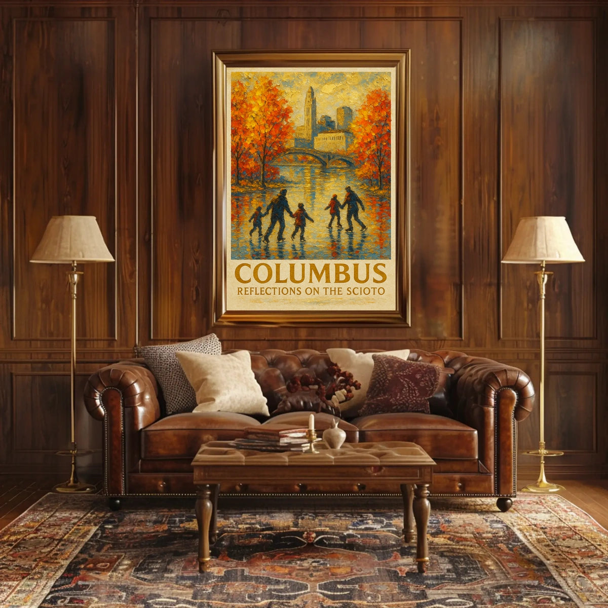 Columbus Reflections On The Scioto Poster