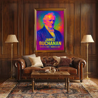 James Buchanan 15th President of the United States Neon Gradient Overlay Poster