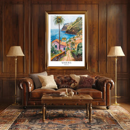 Madeira Coastal Landscape in Watercolor Travel Poster PosterGoat