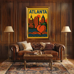 Atlanta Skyline And Peach Poster